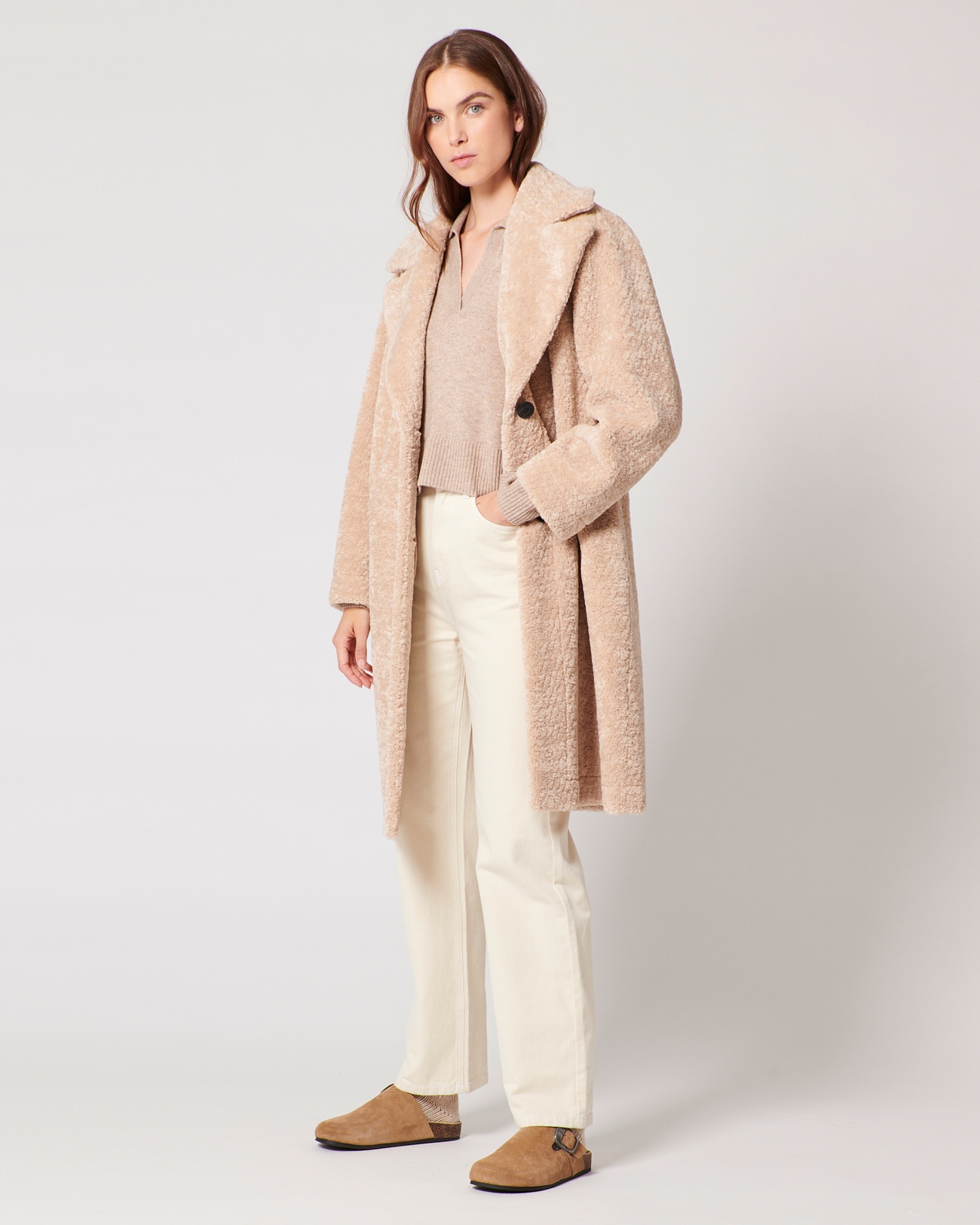 Manteau Mississippi Manteau long en fausse fourrure &eacute;cru ZAPA