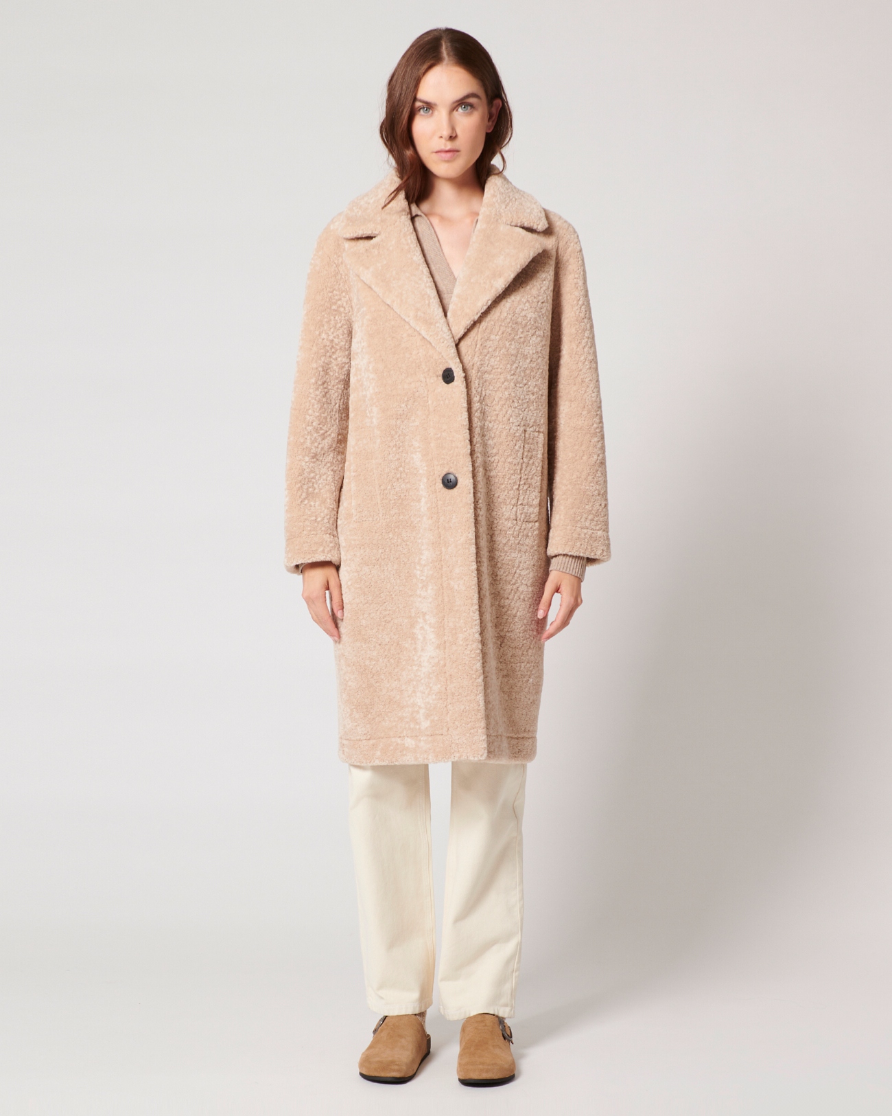 Manteau Mississippi Manteau long en fausse fourrure &eacute;cru ZAPA