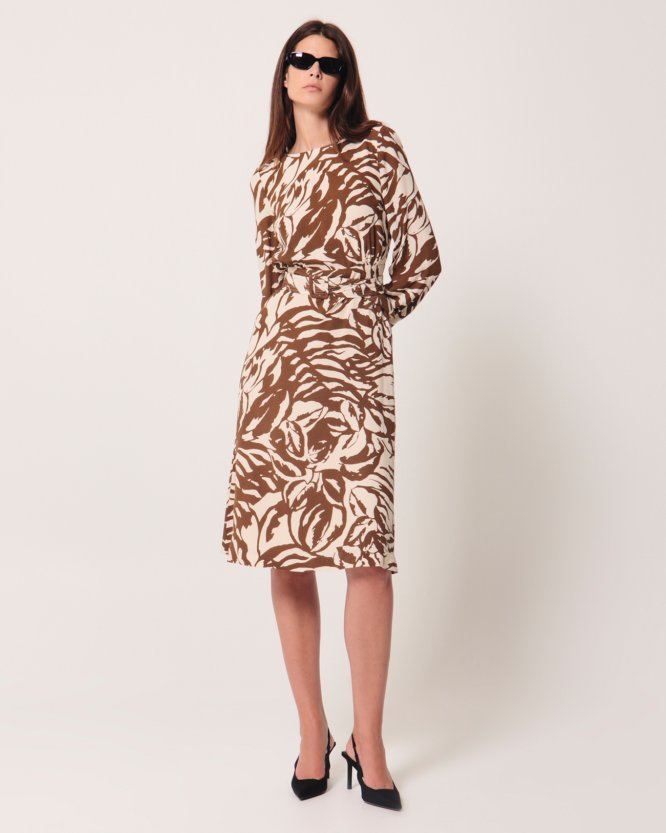 Robe Ryllya Robe fluide imprim&eacute;e camel ZAPA