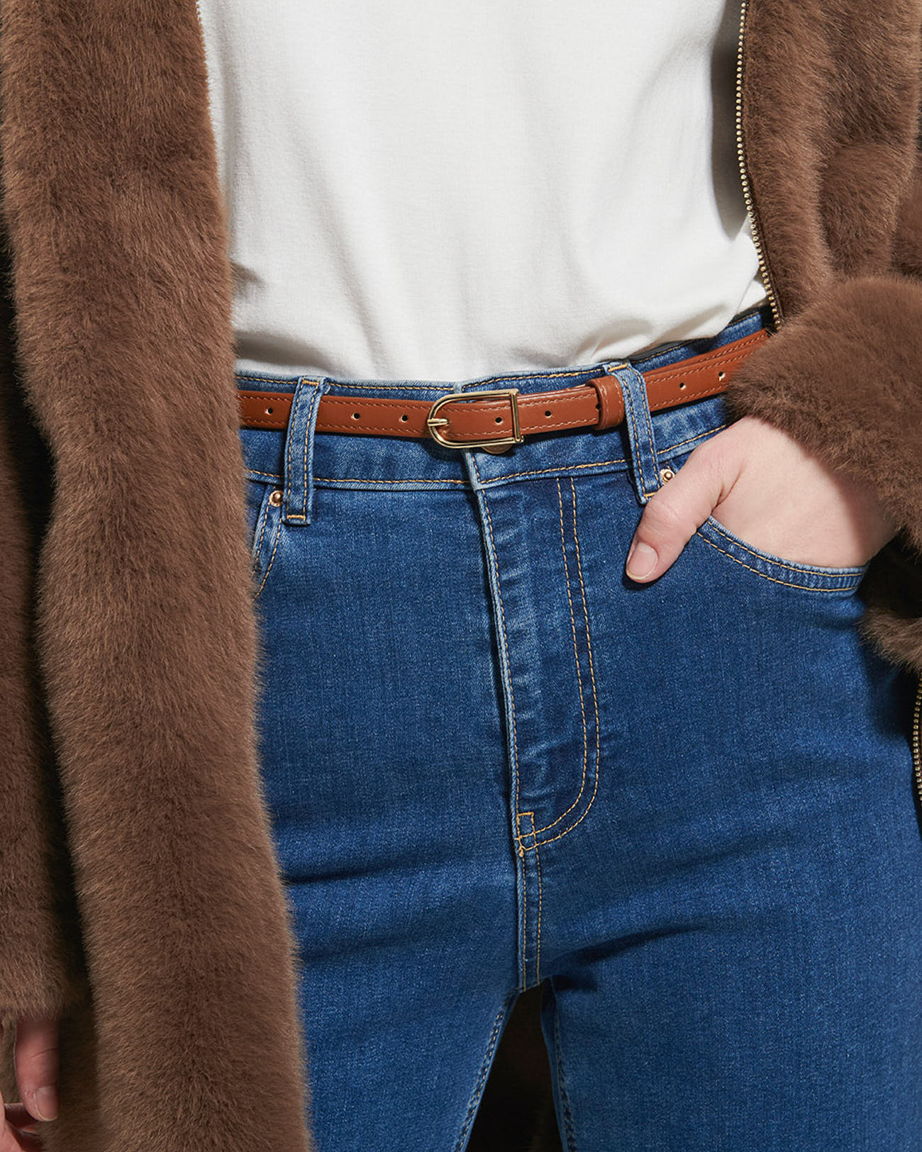 Ceinture Cathy Ceinture en cuir cognac ZAPA