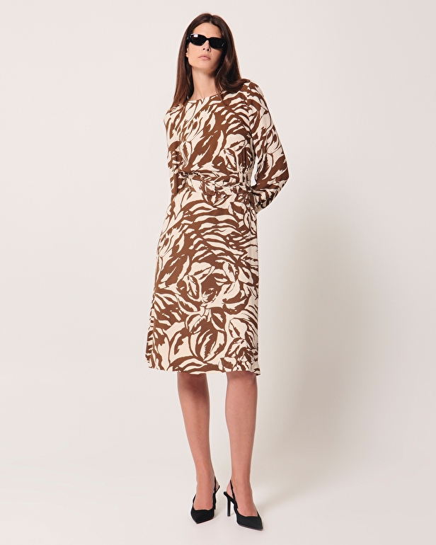 Robe Ryllya Robe fluide imprim&eacute;e camel ZAPA