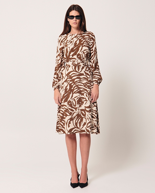 Robe Ryllya Robe fluide imprim&eacute;e camel ZAPA