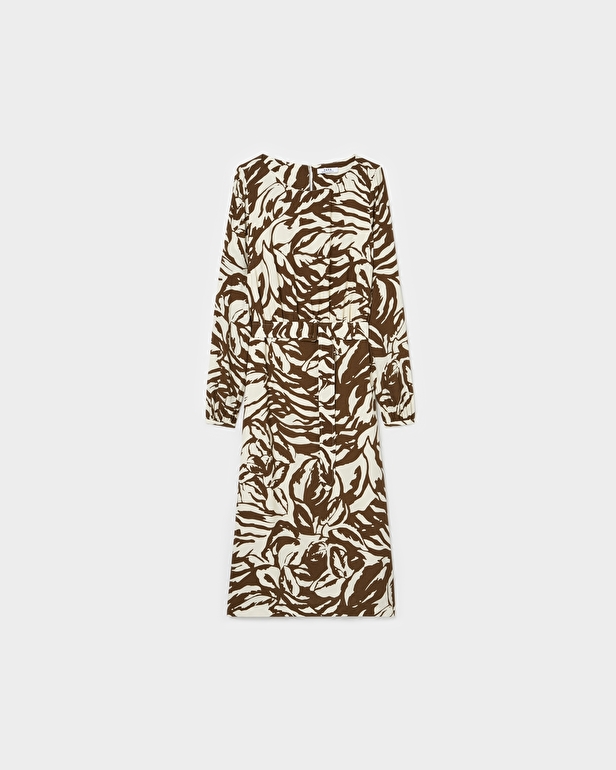 Robe Ryllya Robe fluide imprim&eacute;e camel ZAPA