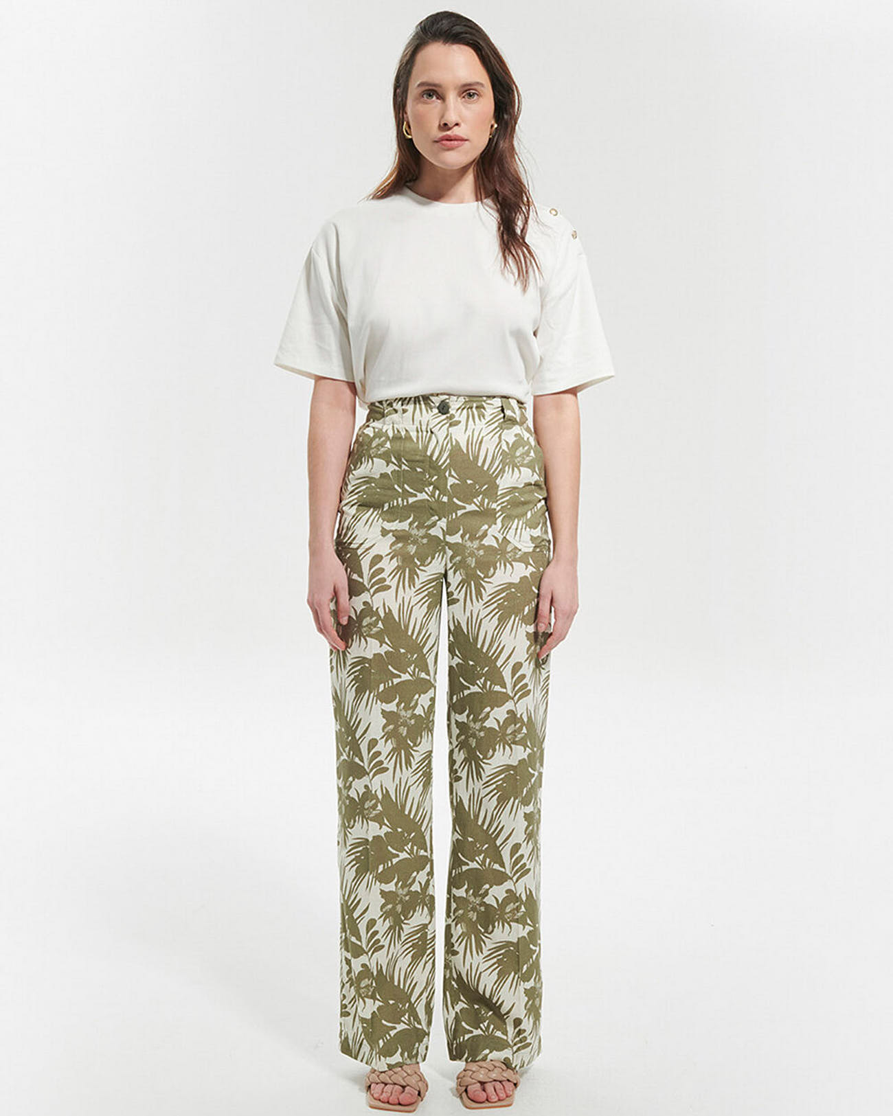 Pantalon Pampelonne Pantalon l&eacute;ger &agrave; imprim&eacute; tropical ZAPA