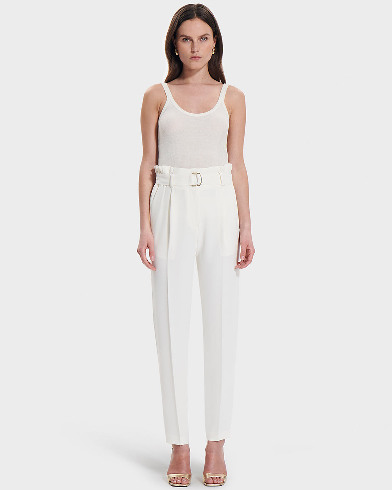 Pantalon Patricia Pantalon droit en cr&ecirc;pe &eacute;cru ZAPA