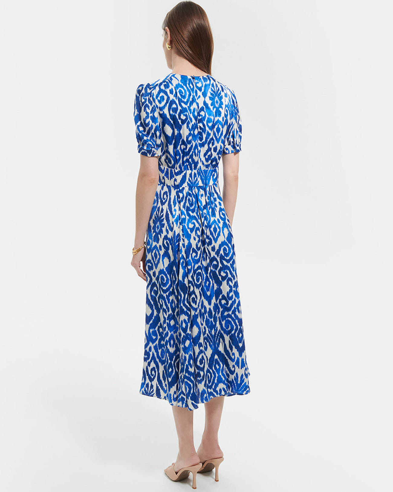 Robe Rafinity Robe longue &eacute;vas&eacute;e &agrave; imprim&eacute; bleu ZAPA