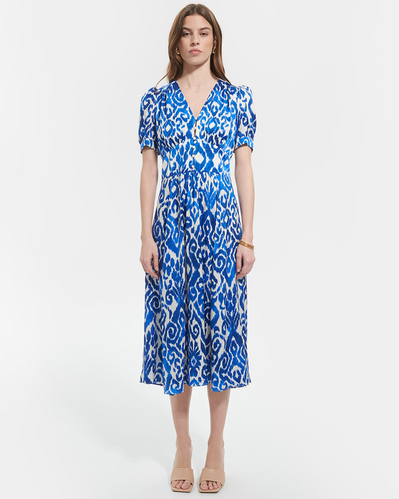 Robe Rafinity Robe longue &eacute;vas&eacute;e &agrave; imprim&eacute; bleu ZAPA