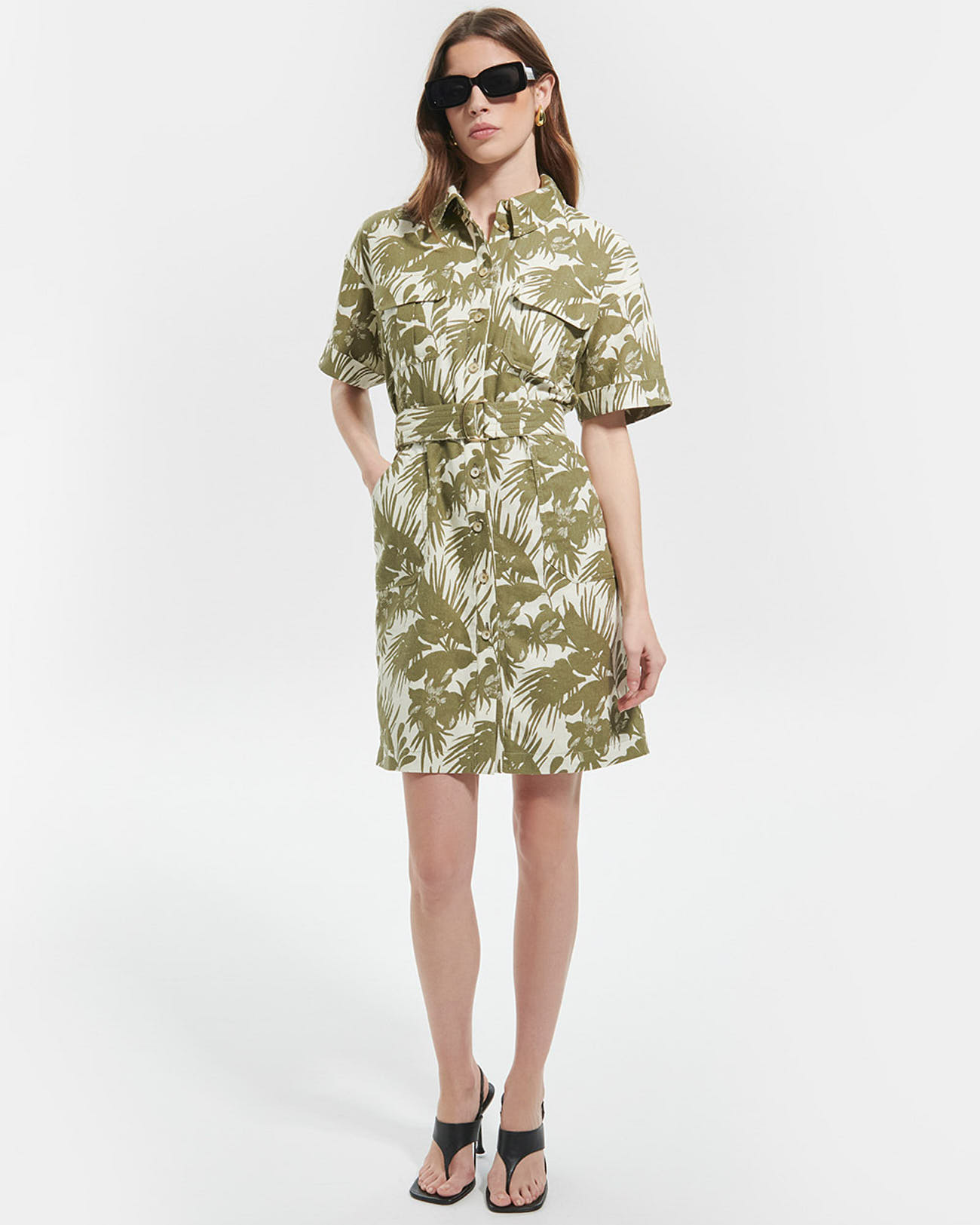 Robe Royo Robe saharienne &agrave; imprim&eacute; tropical ZAPA