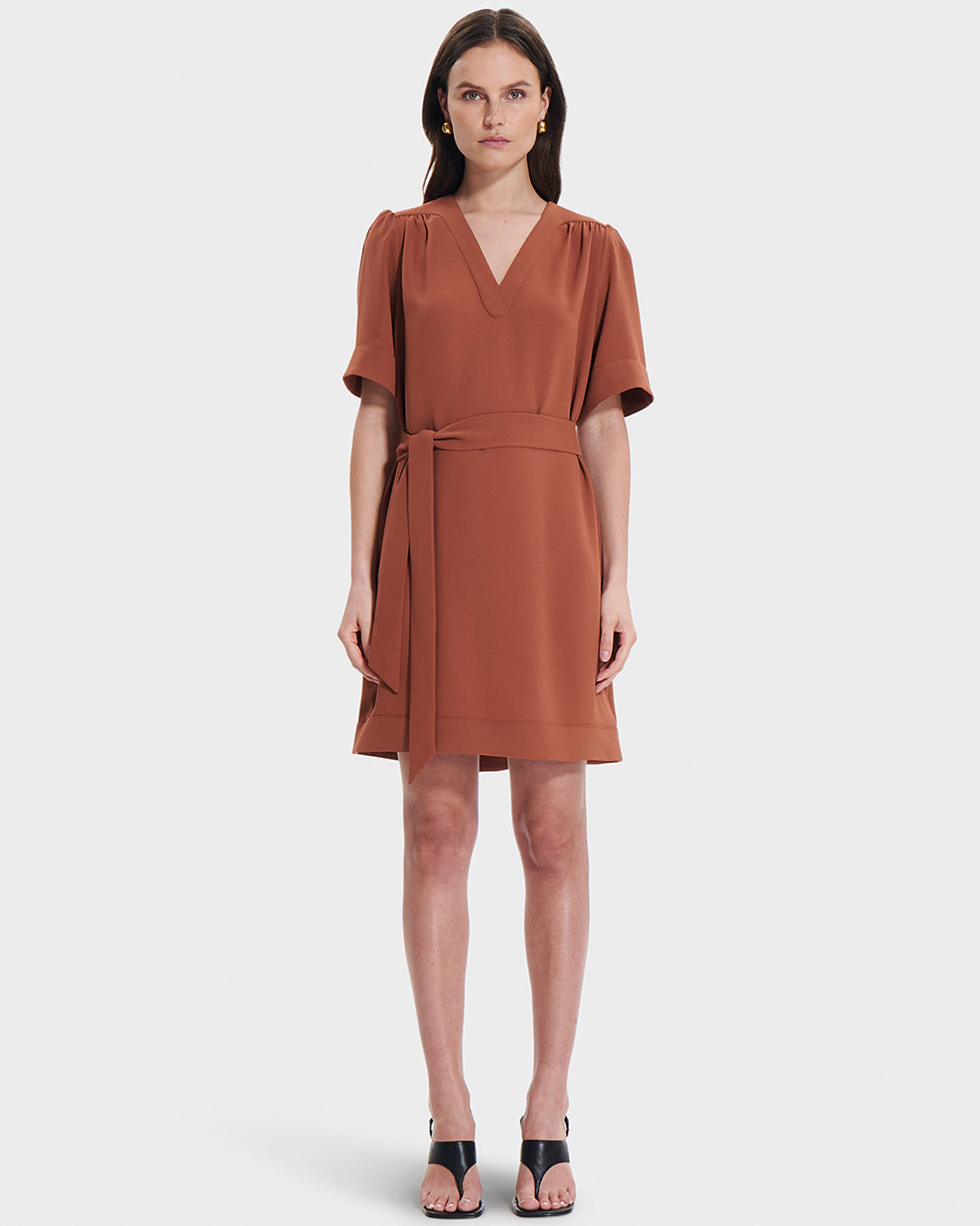 Robe Retie Robe droite cintr&eacute;e rouille ZAPA