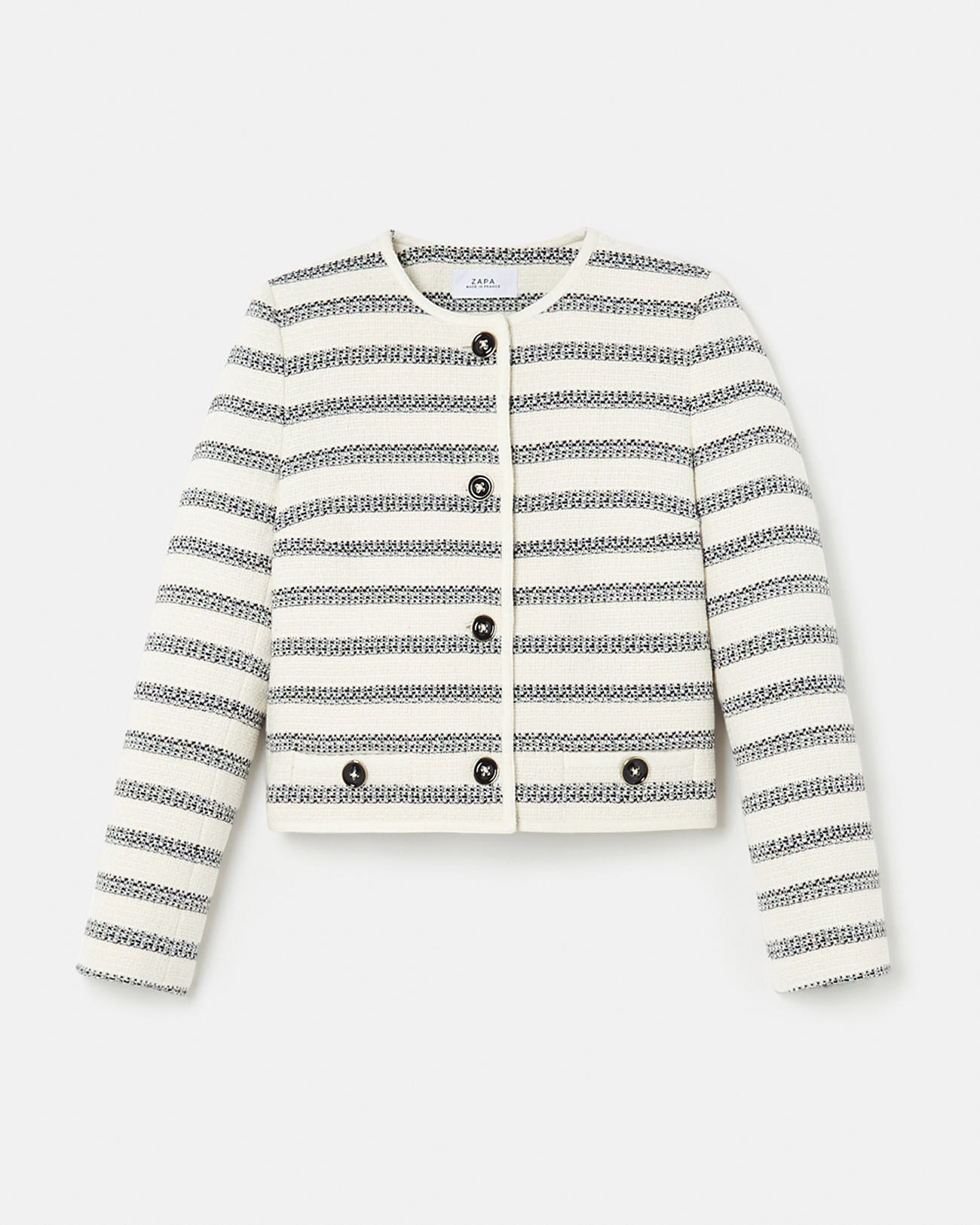 Veste Vincennes Veste en tweed imprim&eacute; &agrave; rayures ZAPA