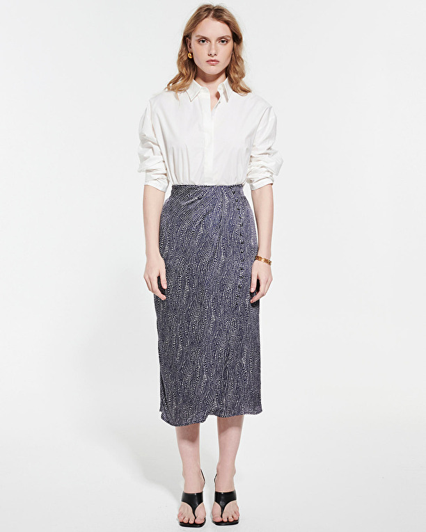 Jupe Joy Jupe midi imprimé marine et blanc ZAPA