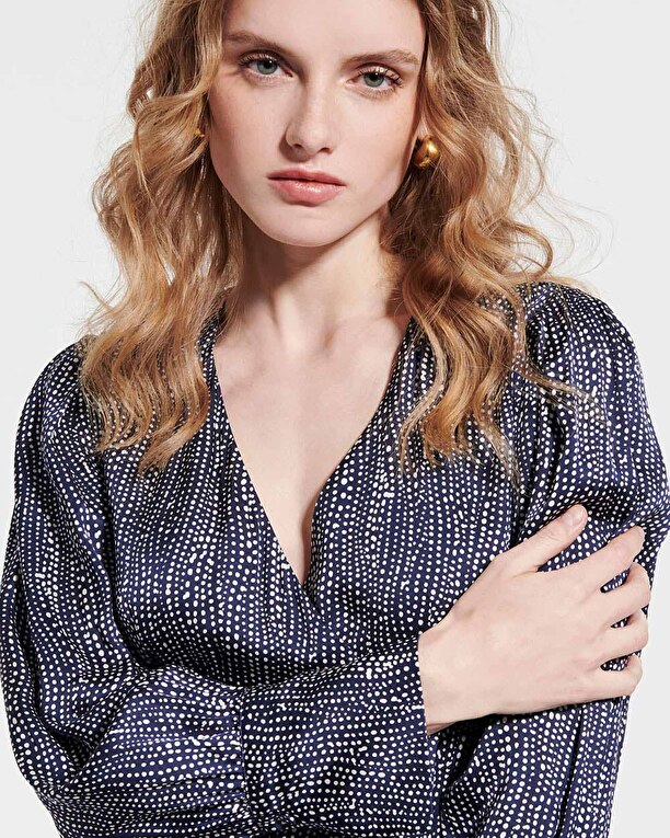 Robe Rainette Robe portefeuille à imprimé marine et blanc ZAPA