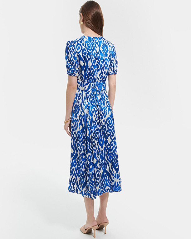 Robe Rafinity Robe longue évasée à imprimé bleu ZAPA