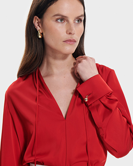Blouse colibri blouse fluide satin&eacute;e rouge zapa