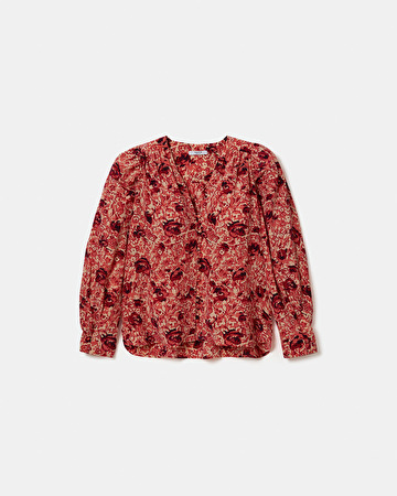 Chemise Babel Blouse fluide &agrave; imprim&eacute; roses r&eacute;tro ZAPA