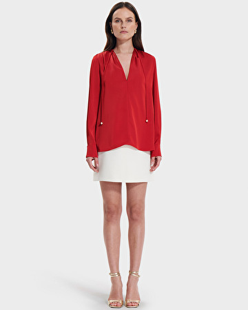 Blouse Colibri Blouse fluide satin&eacute;e rouge ZAPA