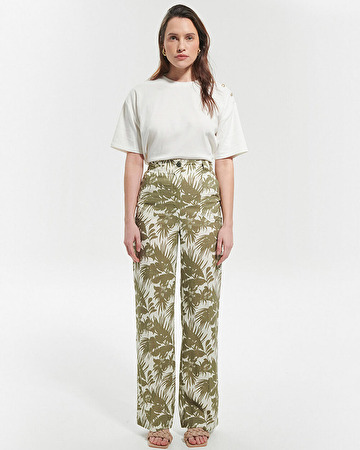 Pantalon Pampelonne Pantalon l&eacute;ger &agrave; imprim&eacute; tropical ZAPA