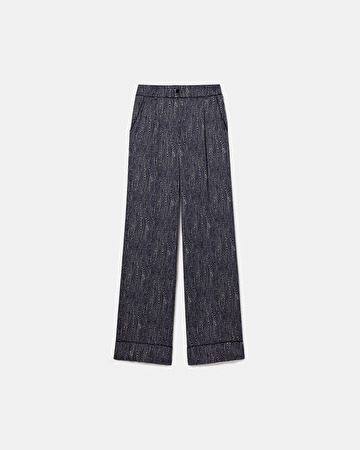 Pantalon Pino Pantalon fluide satiné imprimé marine et blanc ZAPA