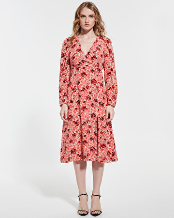 Robe Rahina Robe portefeuille imprimé roses rétro ZAPA