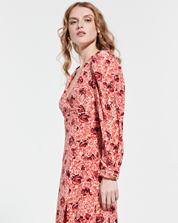 Robe Rahina Robe portefeuille imprimé roses rétro ZAPA
