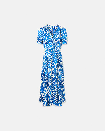 Robe Rafinity Robe longue évasée à imprimé bleu ZAPA