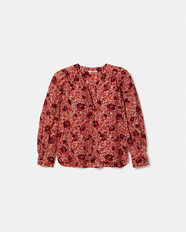 Chemise Babel Blouse fluide &agrave; imprim&eacute; roses r&eacute;tro ZAPA