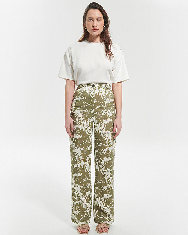 Pantalon Pampelonne Pantalon l&eacute;ger &agrave; imprim&eacute; tropical ZAPA