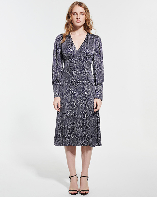 Robe Rainette Robe portefeuille &agrave; imprim&eacute; marine et blanc ZAPA