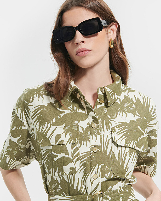 Robe Royo Robe saharienne &agrave; imprim&eacute; tropical ZAPA