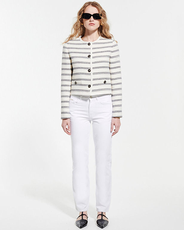 Veste Vincennes Veste en tweed imprim&eacute; &agrave; rayures ZAPA