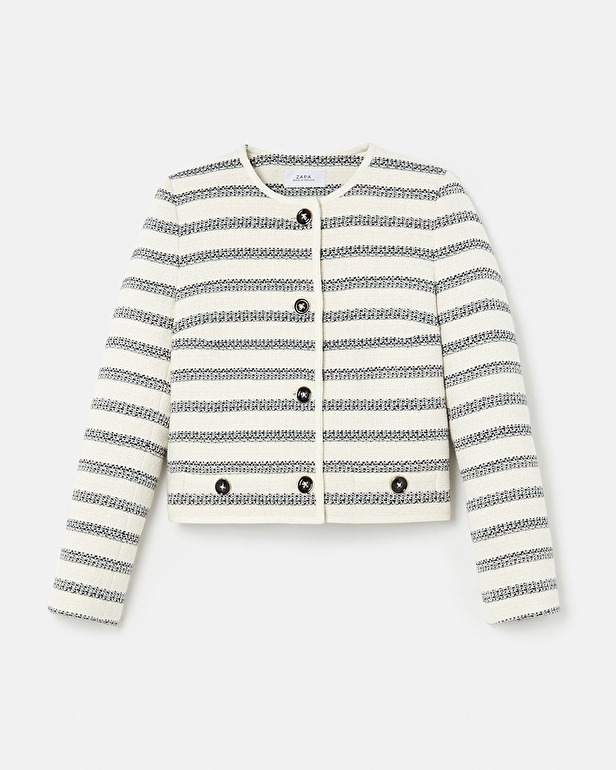 Veste Vincennes Veste en tweed imprim&eacute; &agrave; rayures ZAPA