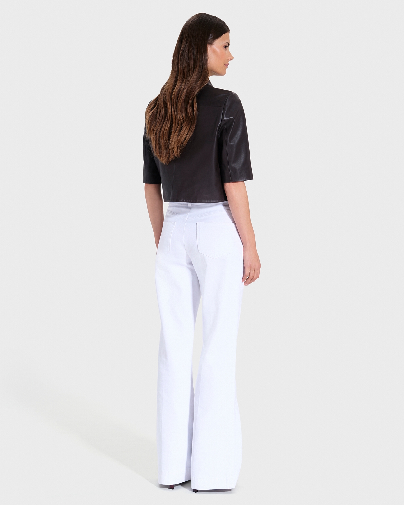 Chemise Celina Chemise courte en cuir chocolat ZAPA