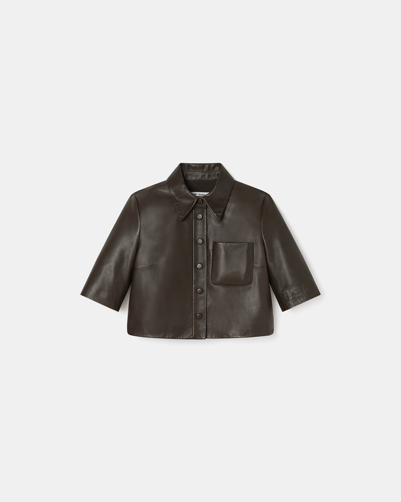 Chemise Celina Chemise courte en cuir chocolat ZAPA