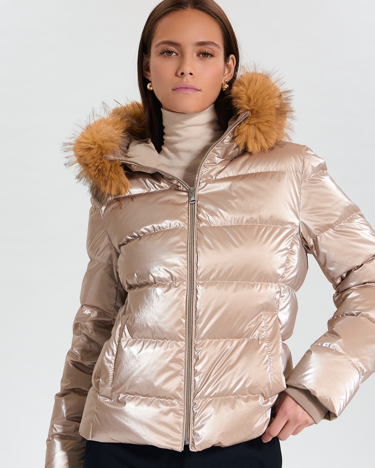 Doudoune Dalyf Doudoune courte avec fausse fourrure marron glac&eacute; ZAPA