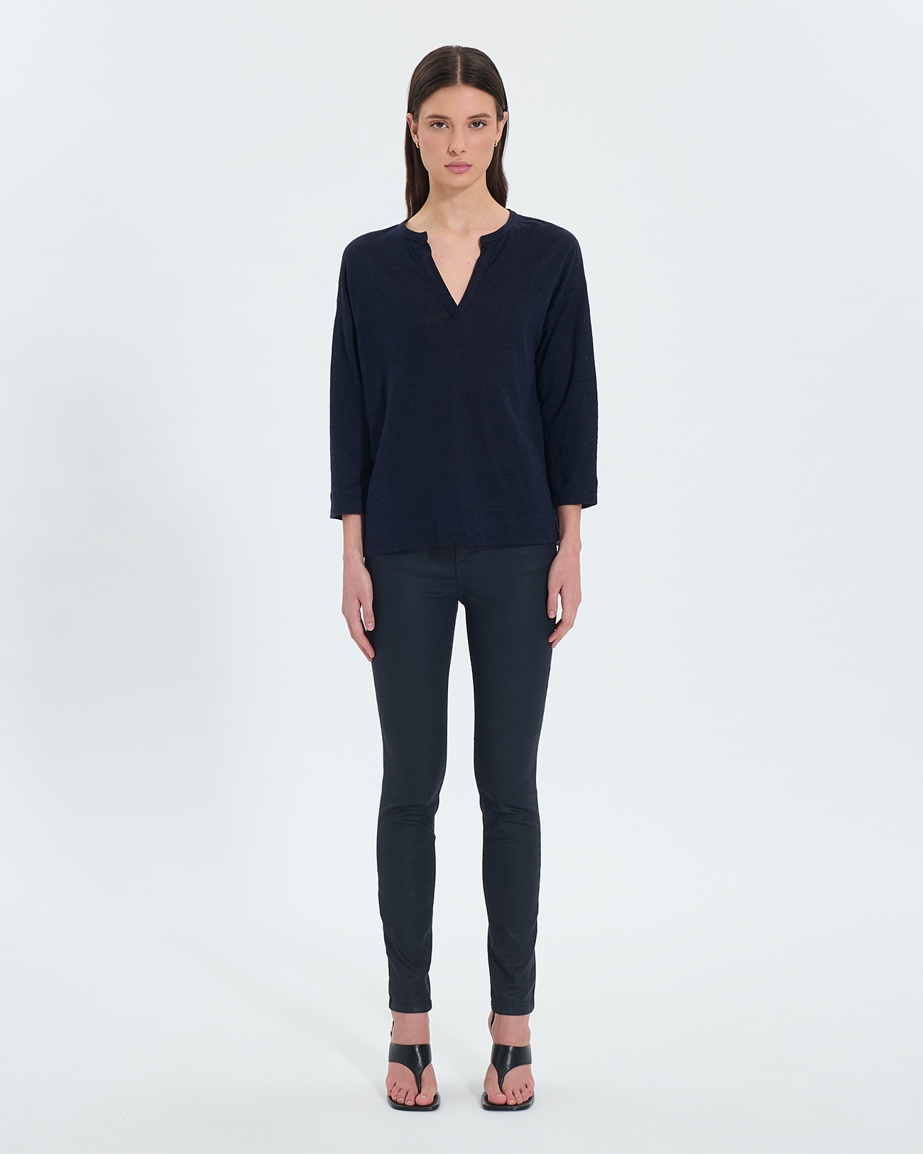 Jean Jskinny Jean skinny laqu&eacute; marine ZAPA