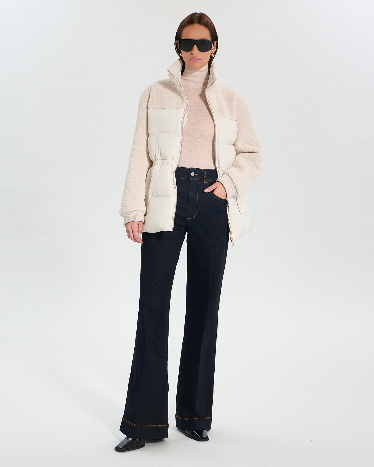 Manteau Melisse Manteau court bi-mati&egrave;re &eacute;cru ZAPA