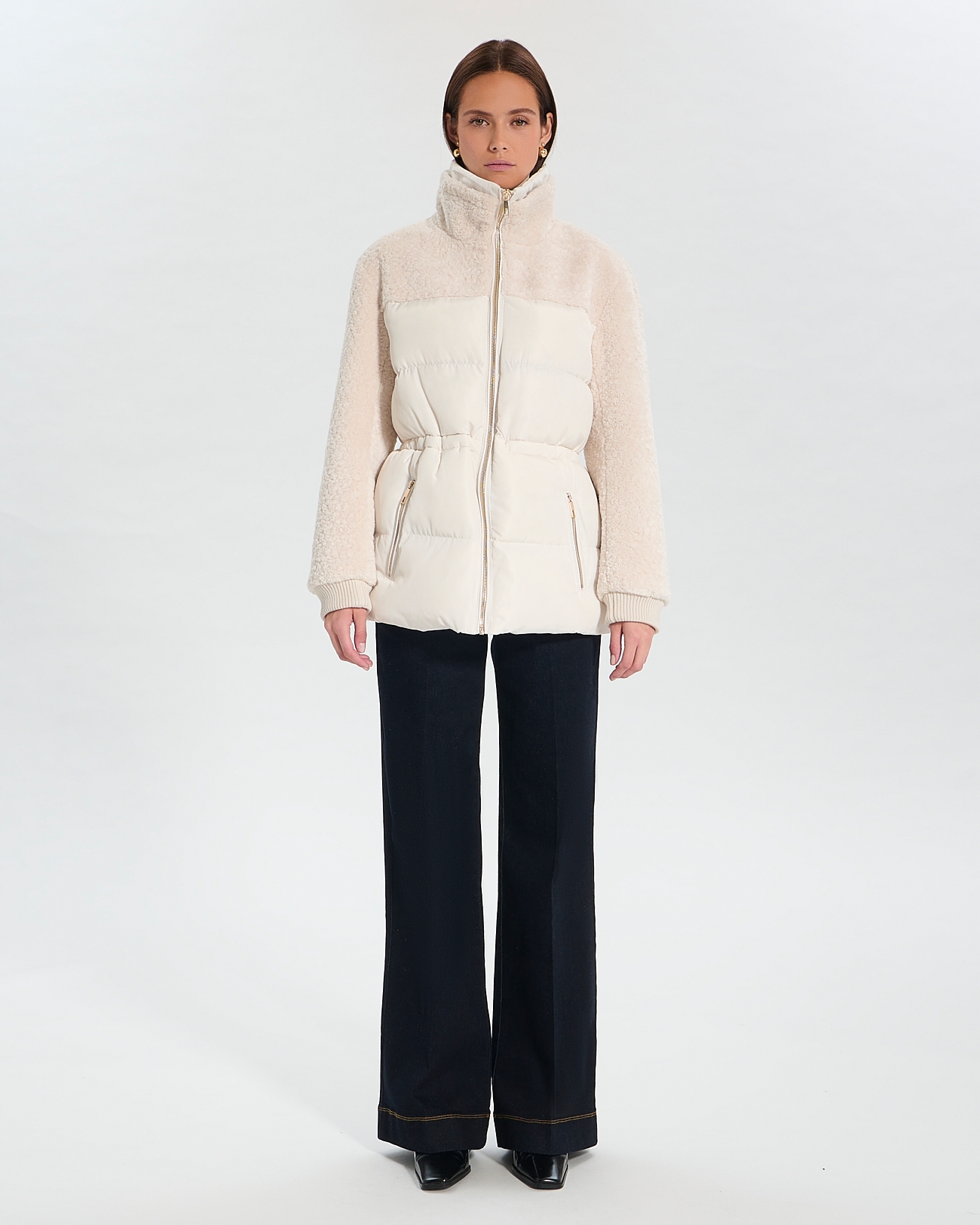 Manteau Melisse Manteau court bi-mati&egrave;re &eacute;cru ZAPA