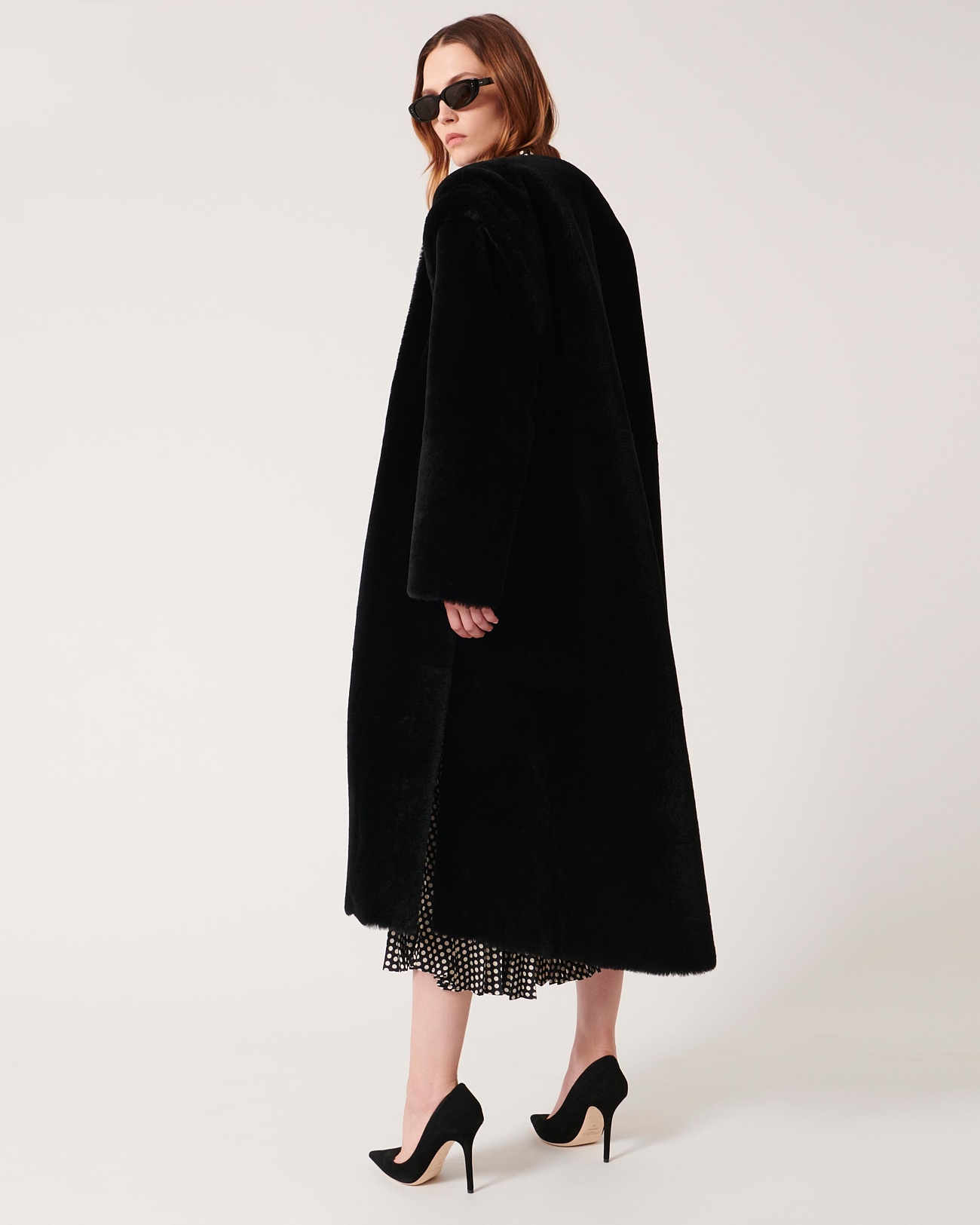 Manteau Malcolm Manteau en peau lain&eacute;e noir ZAPA