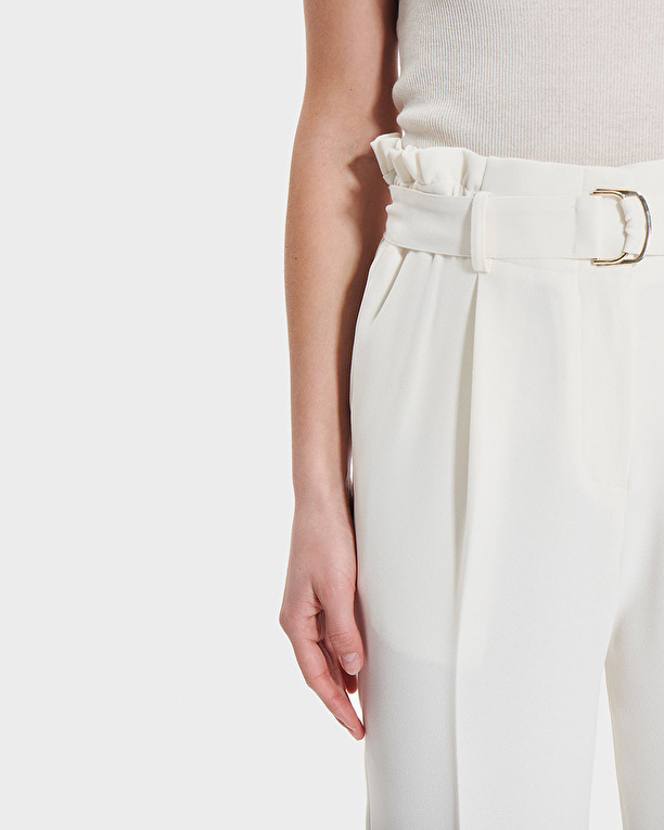 Pantalon Patricia Pantalon droit en crêpe écru ZAPA