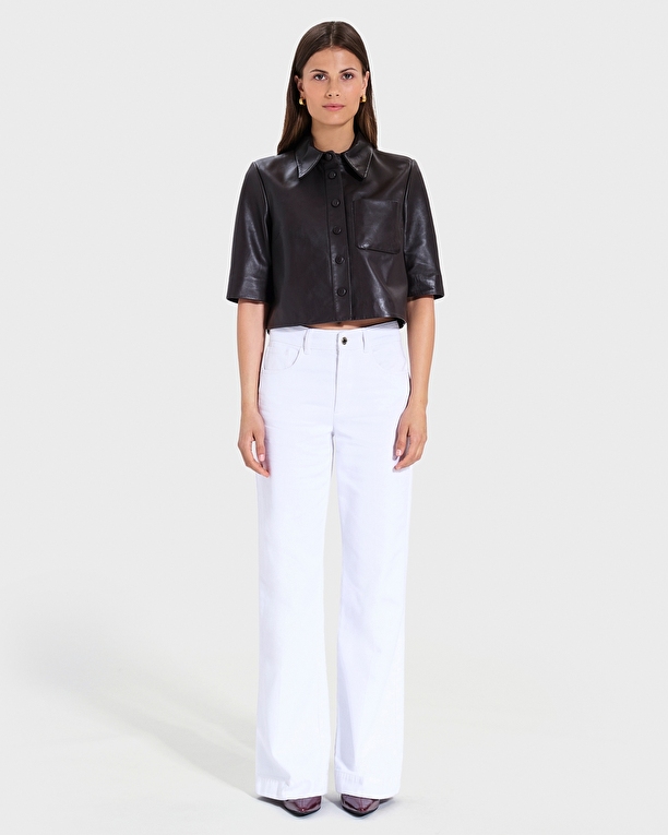 Chemise Celina Chemise courte en cuir chocolat ZAPA