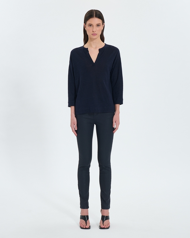 Jean Jskinny Jean skinny laqué marine ZAPA