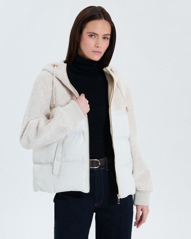 Manteau Mey Manteau court bi-matière écru ZAPA