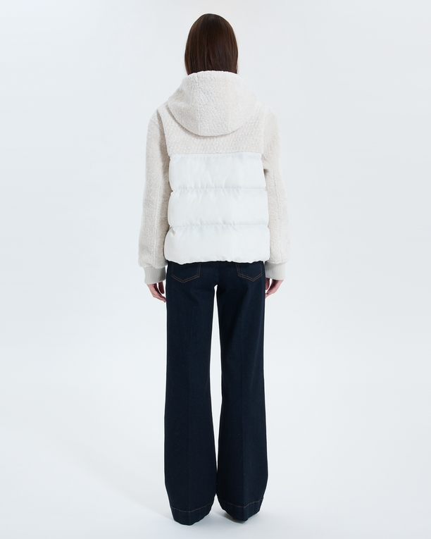 Manteau Mey Manteau court bi-matière écru ZAPA