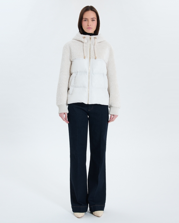 Manteau Mey Manteau court bi-matière écru ZAPA