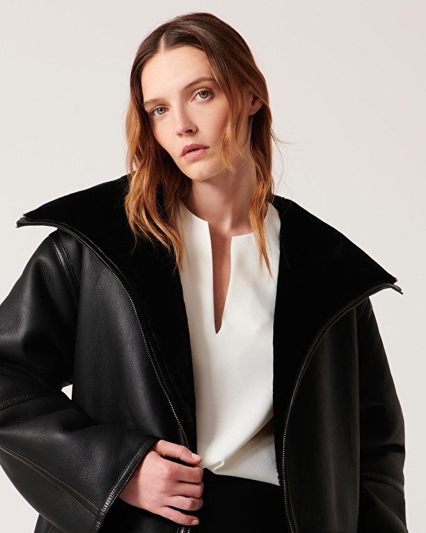 Manteau Maya Manteau en peau lainée noir ZAPA