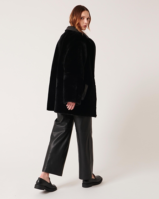 Manteau Maya Manteau en peau lainée noir ZAPA