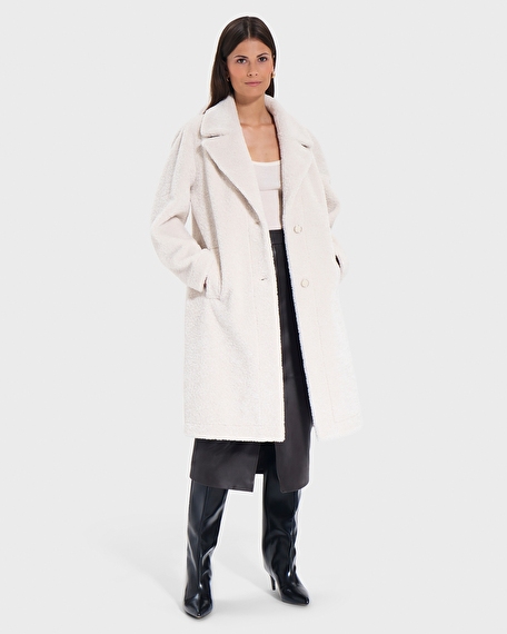 Manteau mississippo manteau long fausse fourrure &eacute;cru zapa