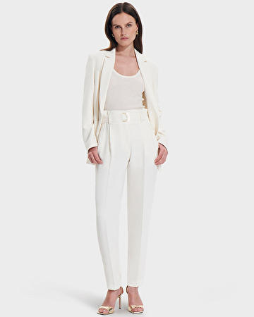 Pantalon Patricia Pantalon droit en crêpe écru ZAPA