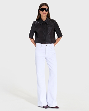 Chemise Celina Chemise courte en cuir chocolat ZAPA