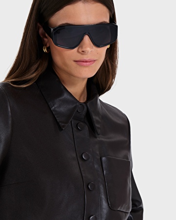 Chemise Celina Chemise courte en cuir chocolat ZAPA